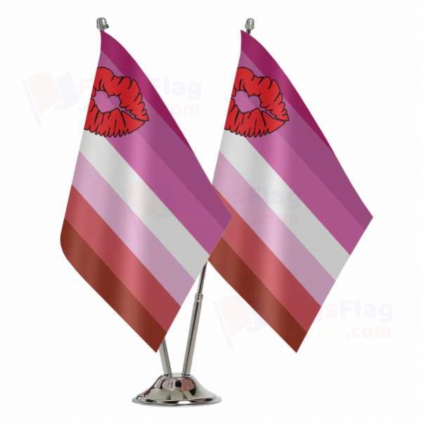 Lipstick Lesbian Pride Binary Table Flag