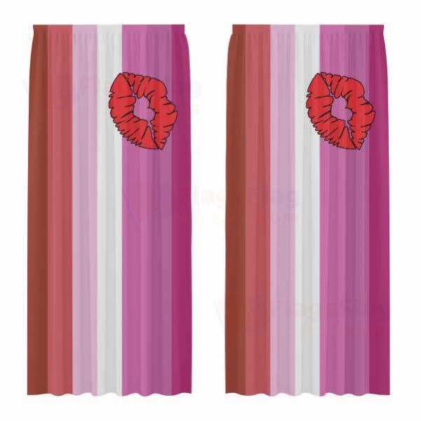 Lipstick Lesbian Pride Digital Printed Curtains