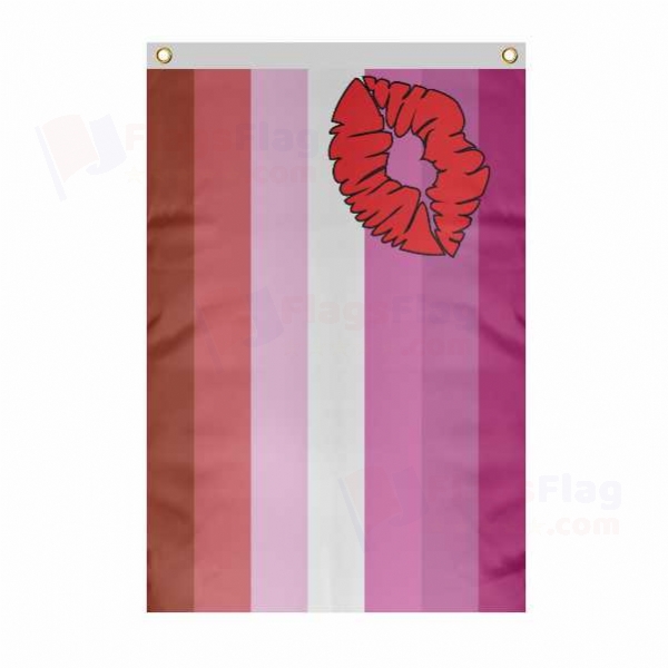 Lipstick Lesbian Pride Large Size Flag Hanging on Building