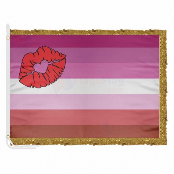 Lipstick Lesbian Pride Satin Office Flag