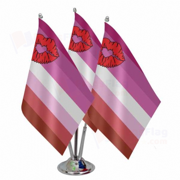 Lipstick Lesbian Pride Triple Table Flag