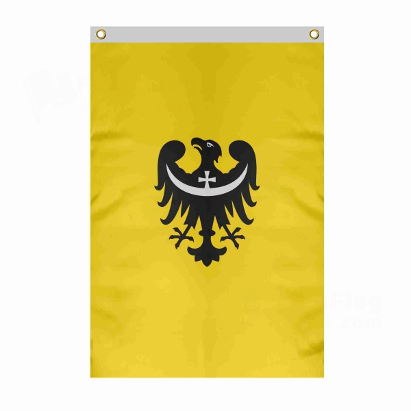 Lower Silesian Large Size Flag Hanging on Building