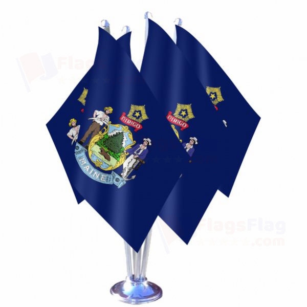 Maine Quadruple Table Flag
