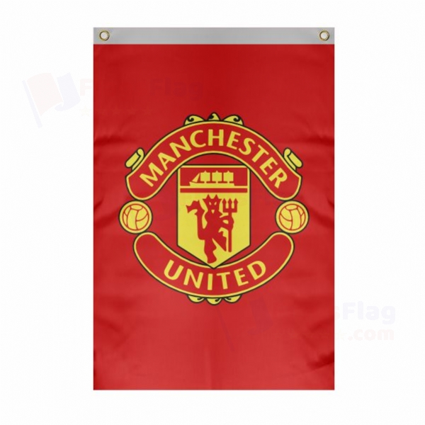 Manchester United FC Large Size Flag Hanging on Building