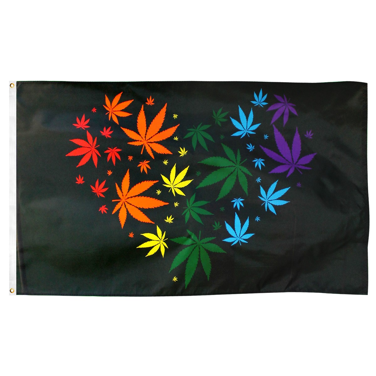 Marijuana Rainbow Love Flag 3ft x 5ft Printed Polyester
