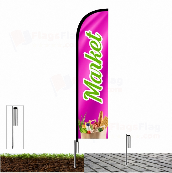 Market Flags with fishing line