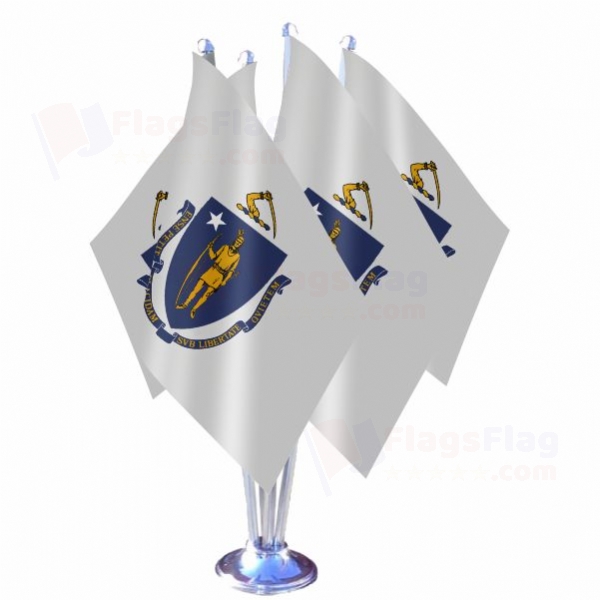 Massachusetts Quadruple Table Flag