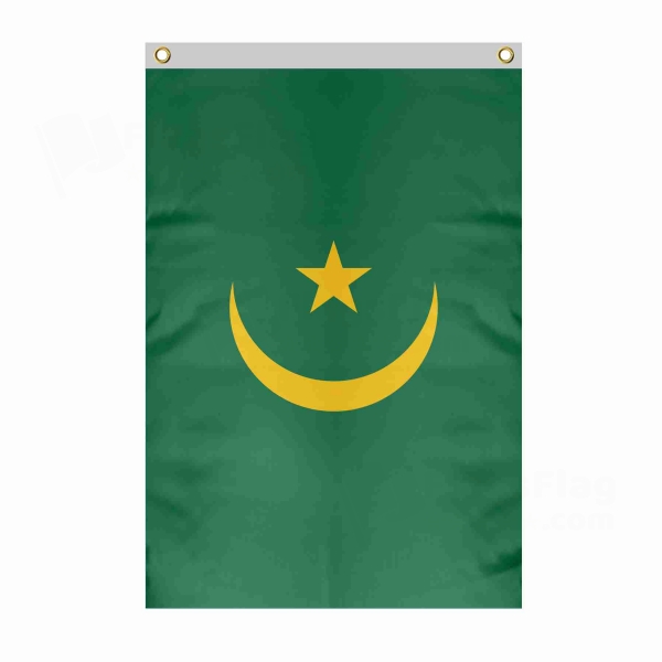 Mauritania 1959 2017 Large Size Flag Hanging on Building