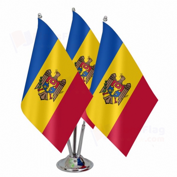 Moldova Triple Table Flag