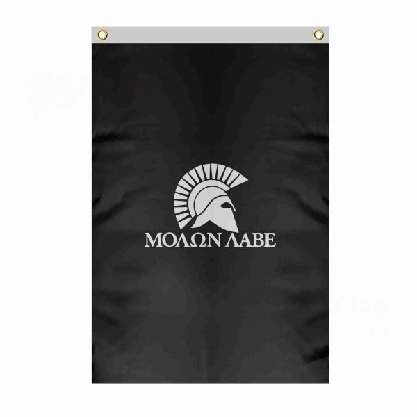 Molon Labe Large Size Flag Hanging on Building