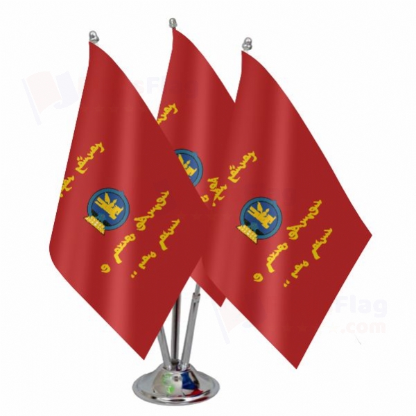 Mongolian Armed Forces Triple Table Flag