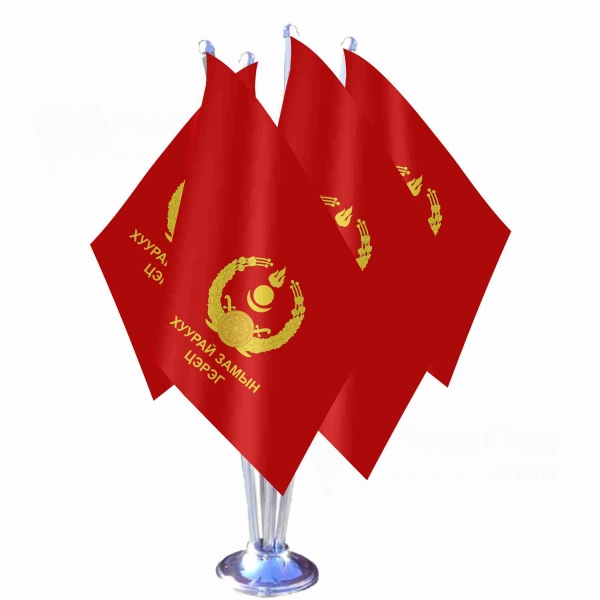 Mongolian Ground Force Quadruple Table Flag