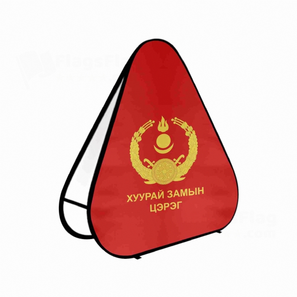 Mongolian Ground Force Triangle Fabric Banner Display Stands