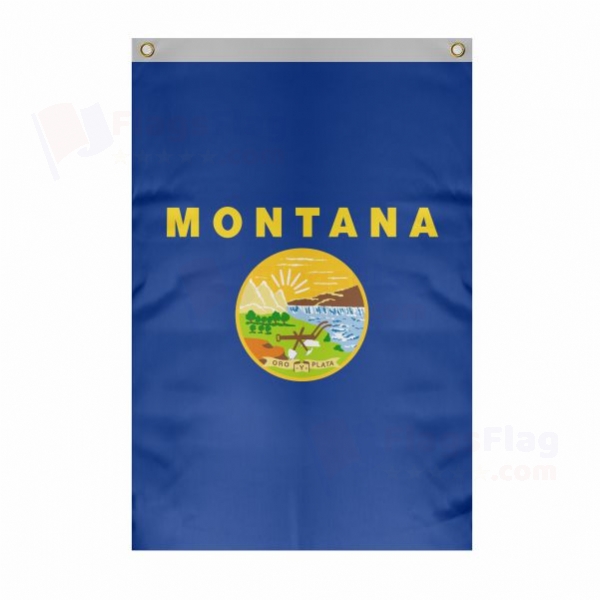 Montana Large Size Flag Hanging on Building