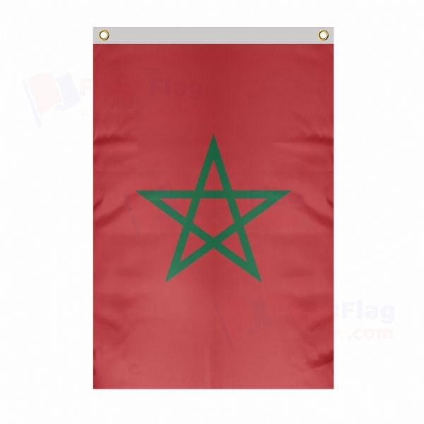 Morocco Large Size Flag Hanging on Building