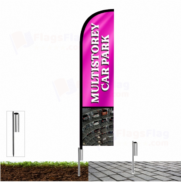 Multistorey Car Park Flags with fishing line