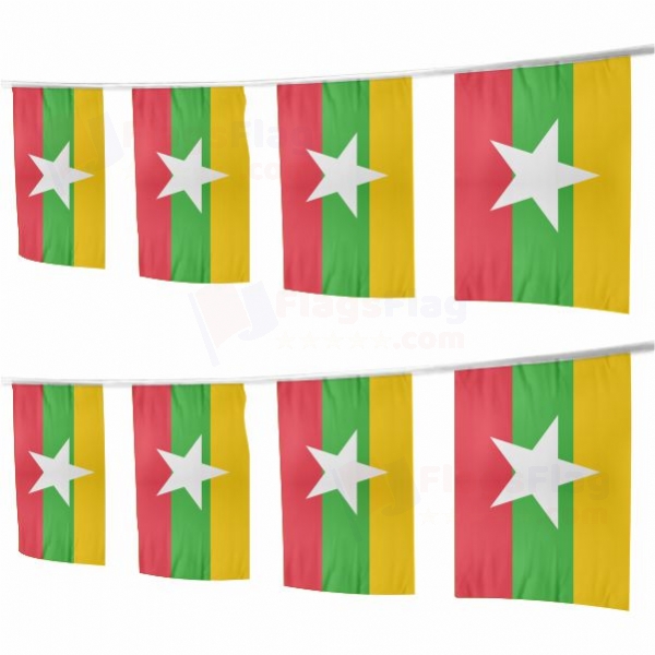 Myanmar Square String Flags
