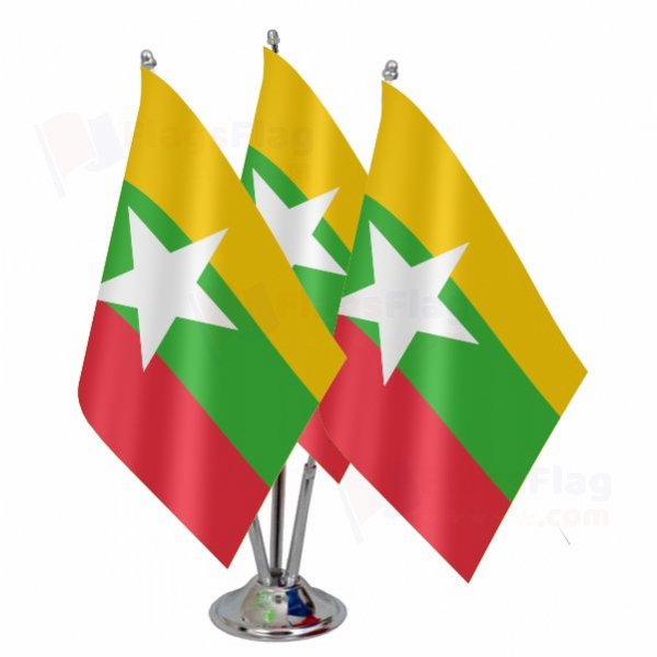 Myanmar Triple Table Flag