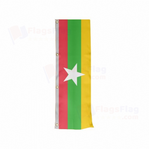 Myanmar Vertically Raised Flags