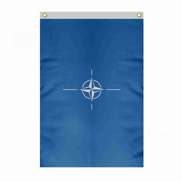 Nato Large Size Flag Hanging on Building