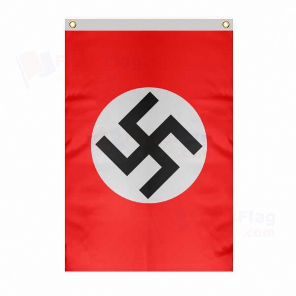 Nazi Germany Large Size Flag Hanging on Building