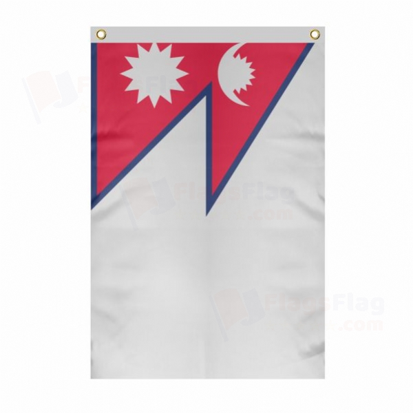 Nepal Large Size Flag Hanging on Building
