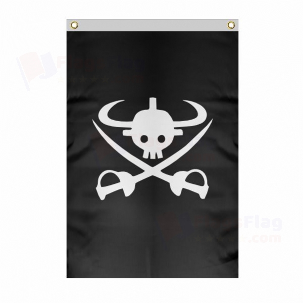 New Giant Warrior Pirates Large Size Flag Hanging on Building