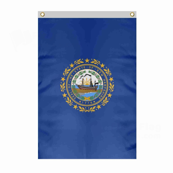 New Hampshire Large Size Flag Hanging on Building