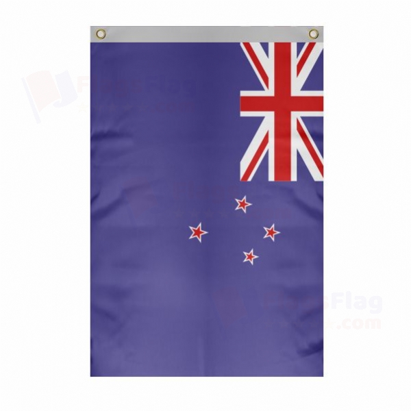 New Zealand Large Size Flag Hanging on Building
