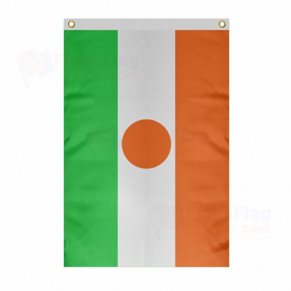 Niger Large Size Flag Hanging on Building