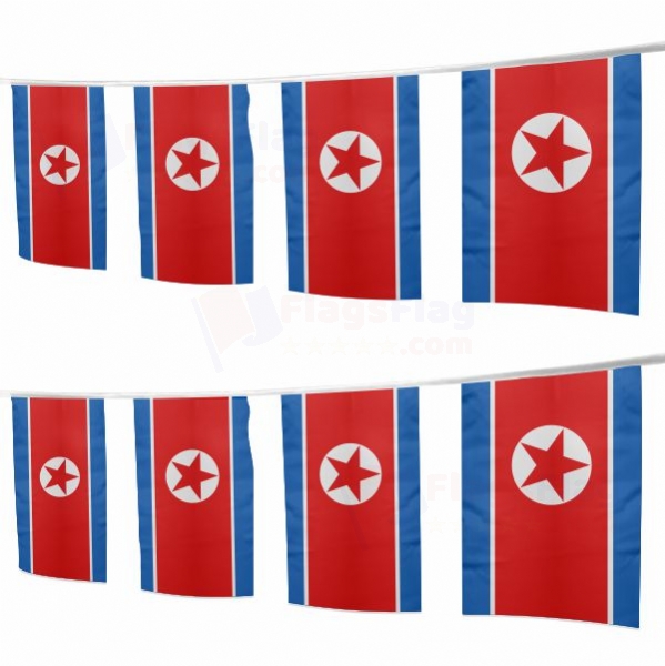 North Korea Square String Flags