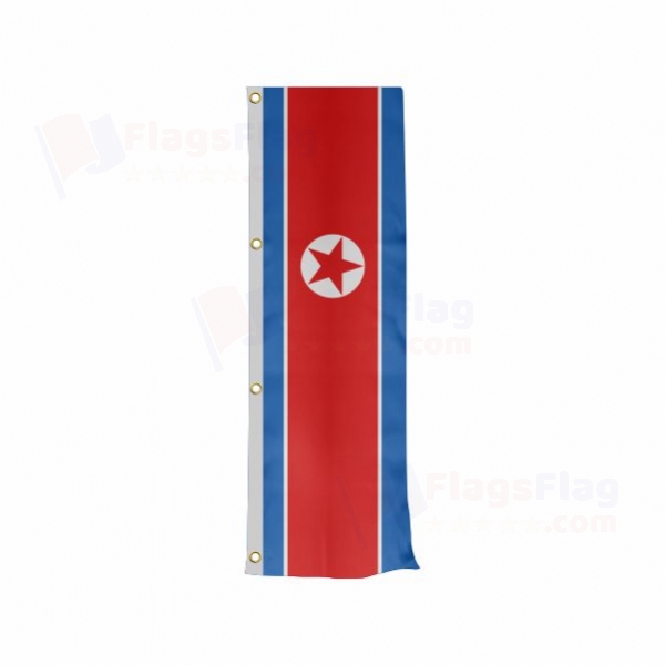 North Korea Vertically Raised Flags