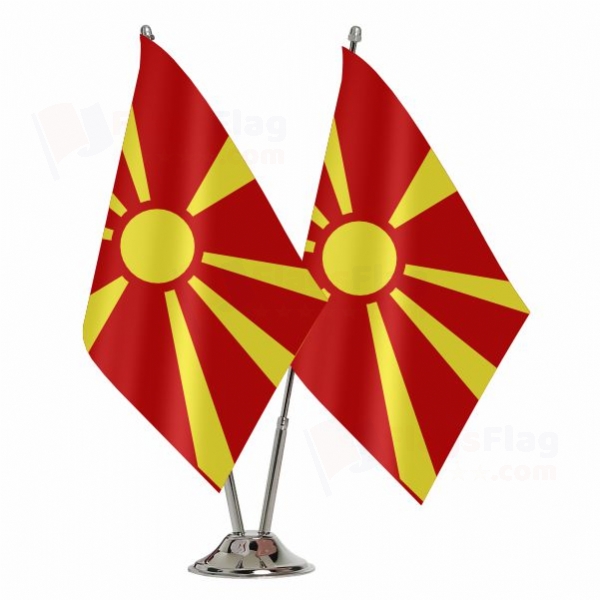 North Macedonia 2 Table Flags