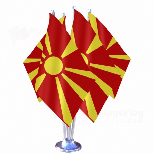 North Macedonia Quadruple Table Flag