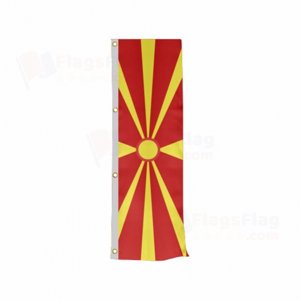 North Macedonia Vertically Raised Flags