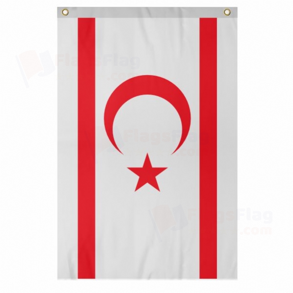 Northern Cyprus Large Size Flag Hanging on Building