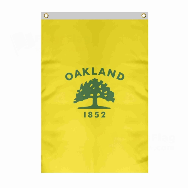 Oakland California Large Size Flag Hanging on Building