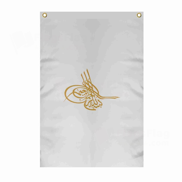 Of Ottoman Tugra The Gold Large Size Flag Hanging on Building