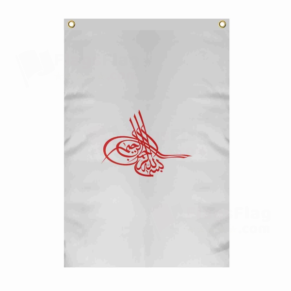 Of Ottoman Tugra The Red Large Size Flag Hanging on Building