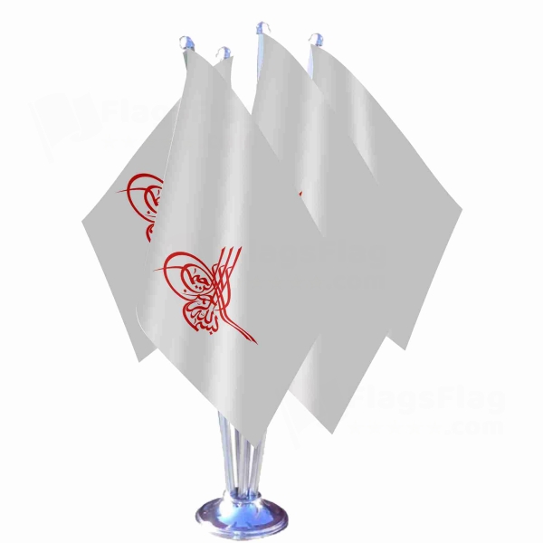 Of Ottoman Tugra The Red Quadruple Table Flag