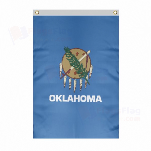 Oklahoma Large Size Flag Hanging on Building