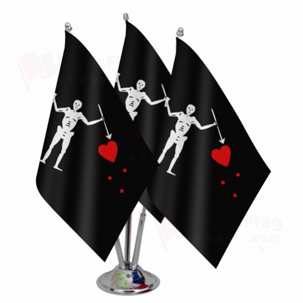 Old Roger Black Charles Harris Triple Table Flag