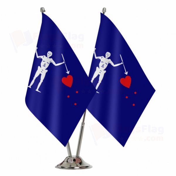 Old Roger Blue Charles Harris 2 Table Flags