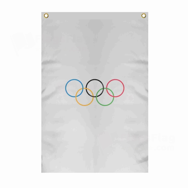 Olympic Large Size Flag Hanging on Building