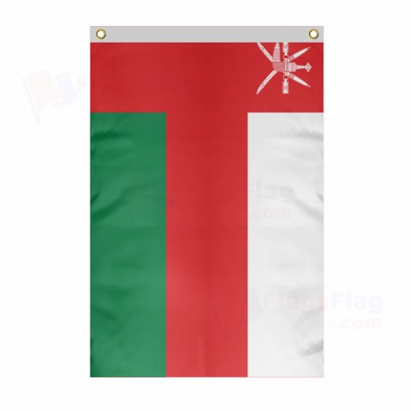 Oman Large Size Flag Hanging on Building