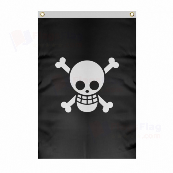 One Piece Jolly Roger Large Size Flag Hanging on Building
