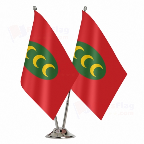 Ottoman Empire Horizontal 3 Crescent Version 2 Table Flags