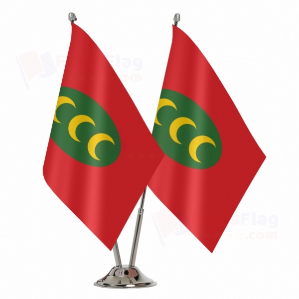 Ottoman Empire Horizontal 3 Crescent Version Binary Table Flag