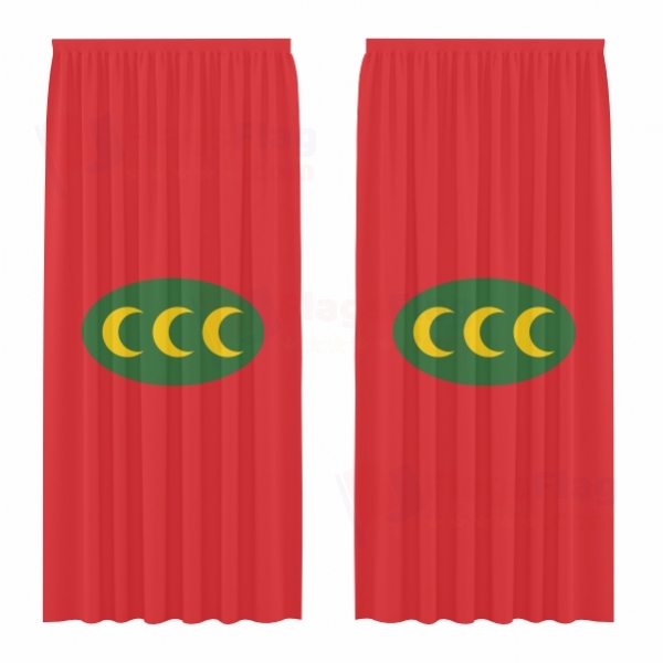 Ottoman Empire Horizontal 3 Crescent Version Digital Printed Curtains
