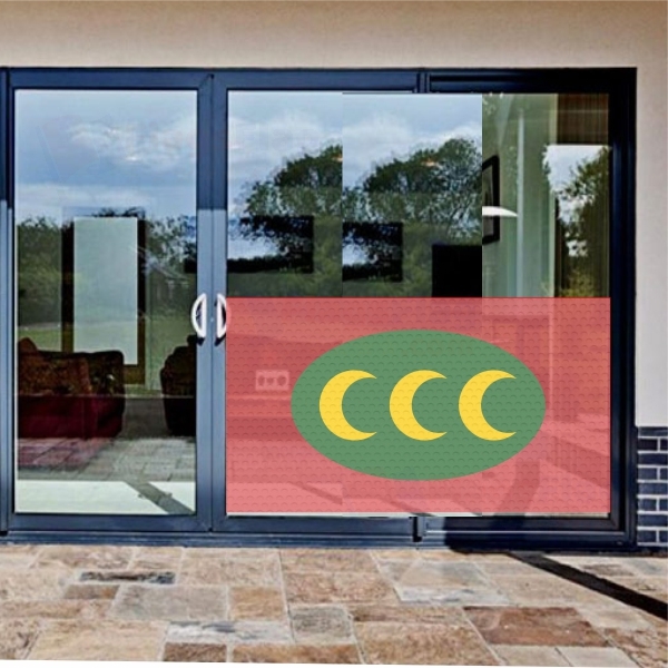 Ottoman Empire Horizontal 3 Crescent Version Glass Film Ottoman Empire Horizontal 3 Crescent Version One Way Vision Printing